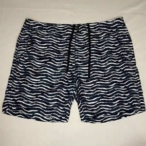 Onia The Calder 7.5" Swim Trunks Men’s‎ Size 36 Blue White Waves Lined Pockets